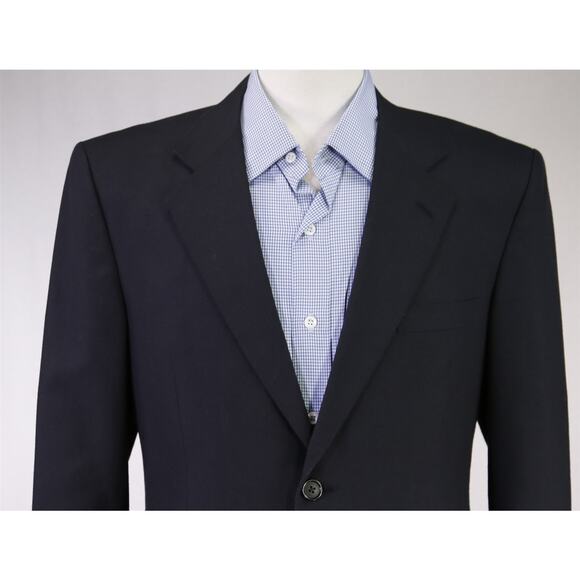 Custom Tailored Solid Navy Blue 2-Btn Wool Blazer Jacket 38S - Picture 3 of 10